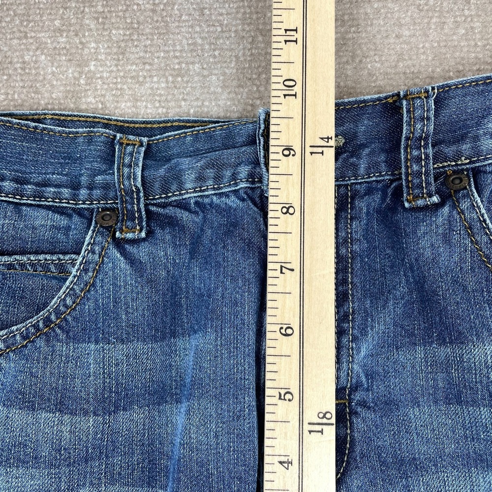 Wrangler Slim Straight Jeans Mens 33x29 Blue Whiskered Denim Medium Wash Western - Picture 11 of 12